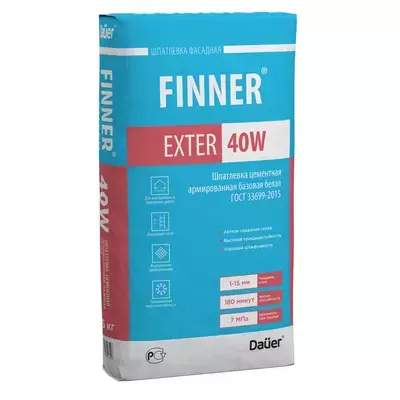 Шпаклевка цементная Dauer FINNER EXTER 40 W белый 25кг